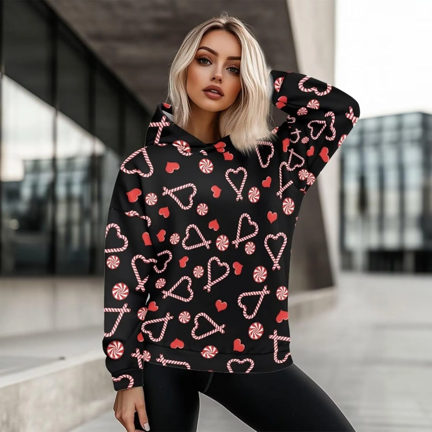 JEOCODY Women Oversized Hoodie Casual Long Sleeve Graphic Hooded Sweatshirt Size S-2XL