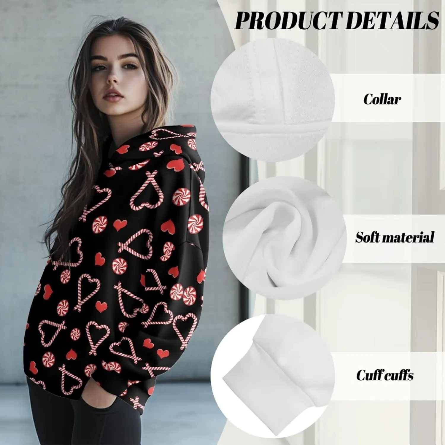 JEOCODY Women Oversized Hoodie Casual Long Sleeve Graphic Hooded Sweatshirt Size S-2XL
