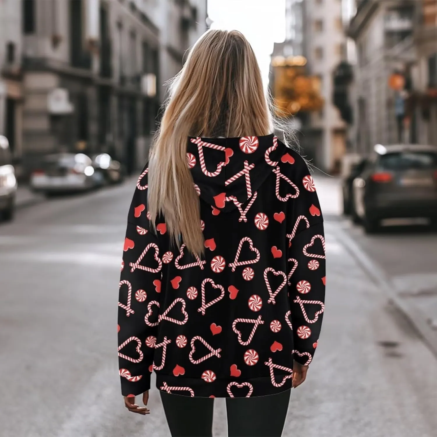 JEOCODY Women Oversized Hoodie Casual Long Sleeve Graphic Hooded Sweatshirt Size S-2XL