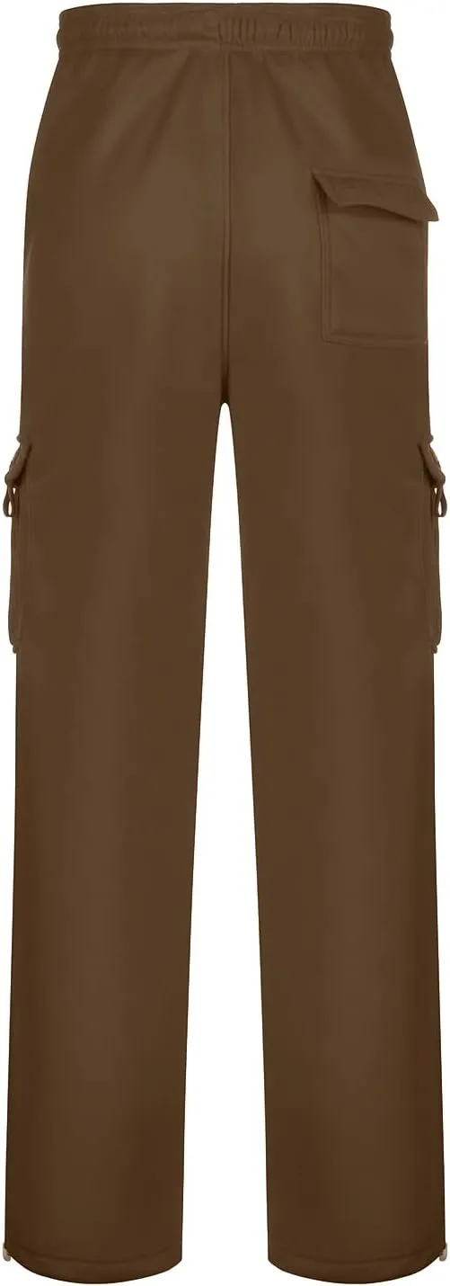 Mens Baggy Cargo Pants Elastic Waist Open Bottom Sweatpants Loose Fit Lightweight Hiking Work Pant Multi Pockets