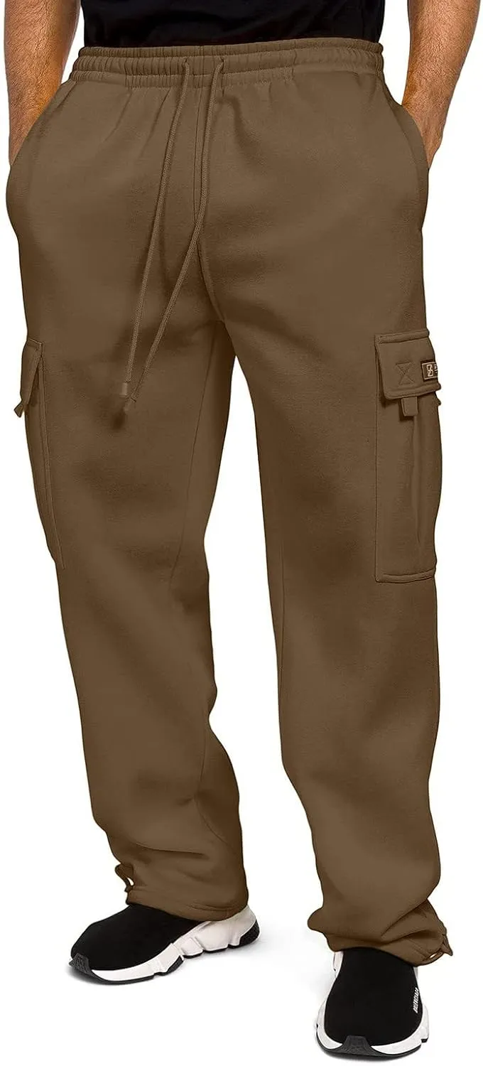 Mens Baggy Cargo Pants Elastic Waist Open Bottom Sweatpants Loose Fit Lightweight Hiking Work Pant Multi Pockets
