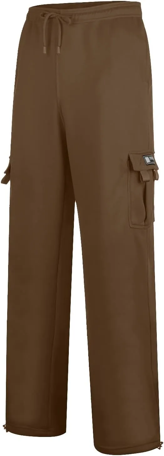 Mens Baggy Cargo Pants Elastic Waist Open Bottom Sweatpants Loose Fit Lightweight Hiking Work Pant Multi Pockets
