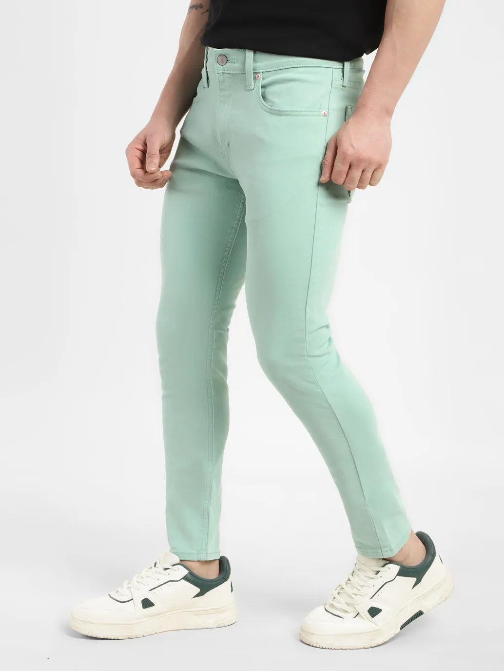 Men's Mint Green Skinny Fit Mid Rise Jeans