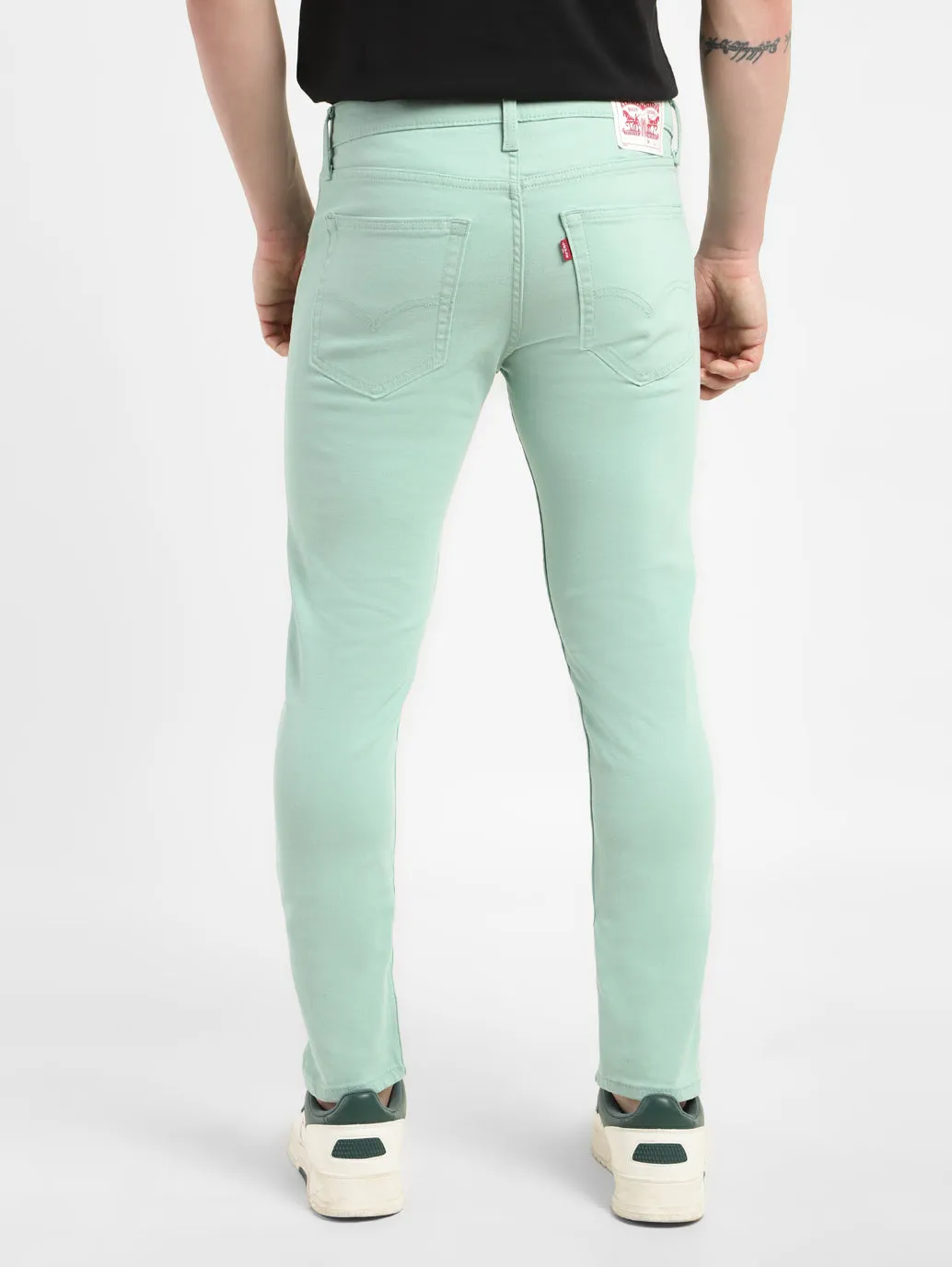 Men's Mint Green Skinny Fit Mid Rise Jeans