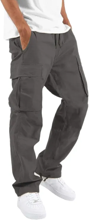 Mens Tactical Pants Cargo Sweatpants Heavyweight Baggy Pants with Pockets Joggers Pant Athletic Trousers