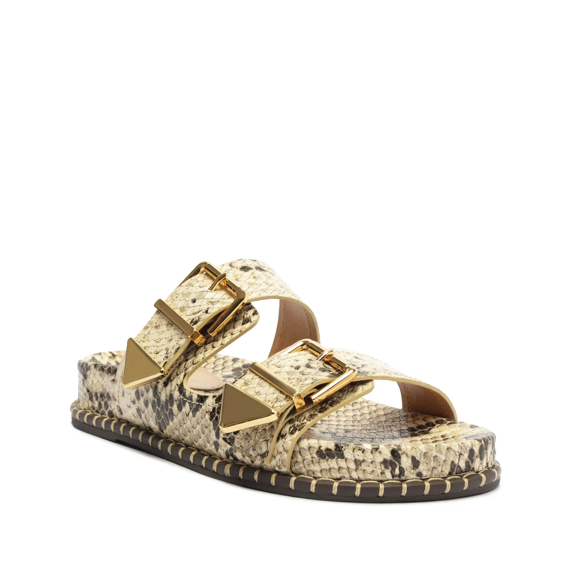 Naomi Sporty Snake-Embossed Leather Sandal