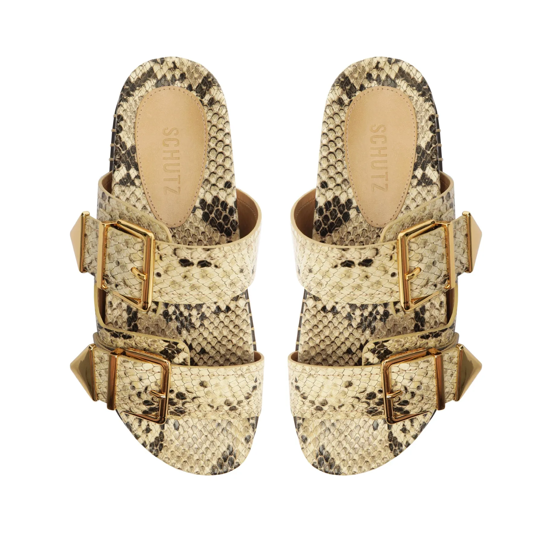 Naomi Sporty Snake-Embossed Leather Sandal