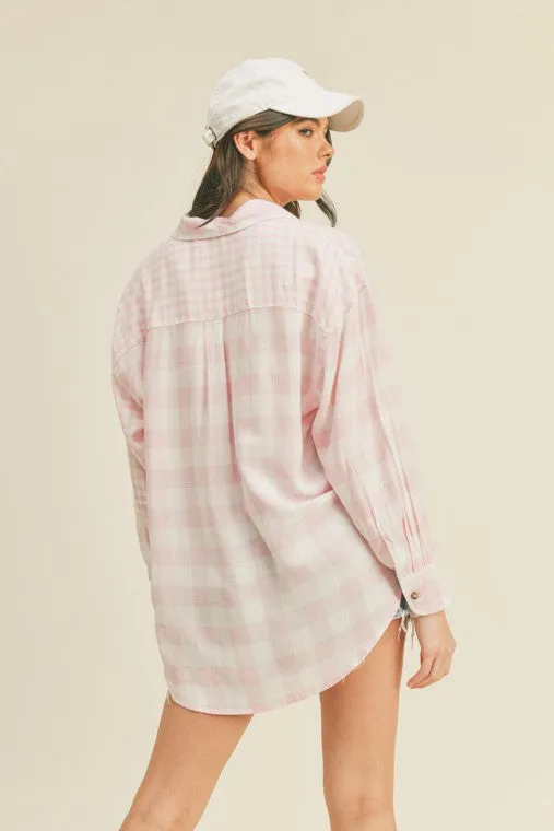 Pink Oversized Button Up Shirt