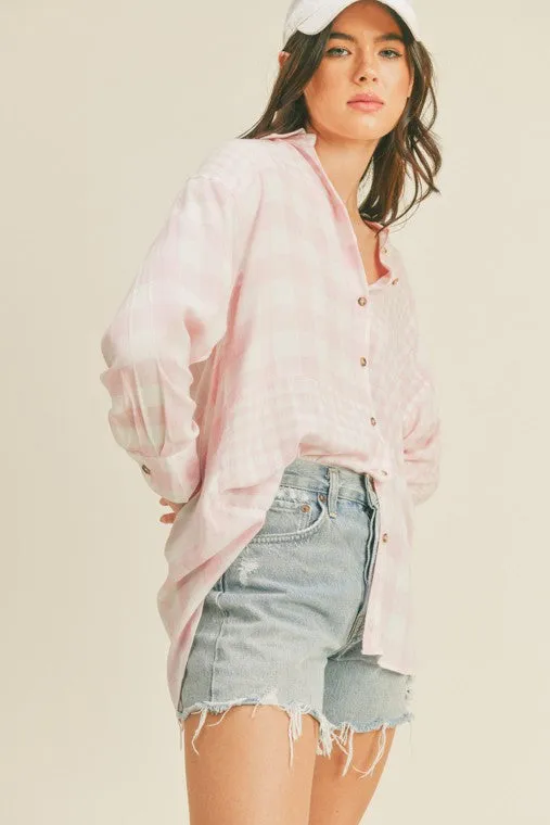 Pink Oversized Button Up Shirt