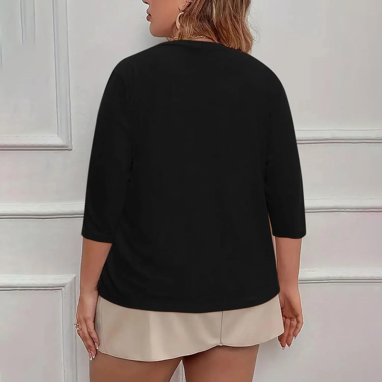 Plus Size Cardigan for Women Open Front Loose Business Casual Bolero Shrugs Short Sleeve Cropped Jacket 2024 Fall