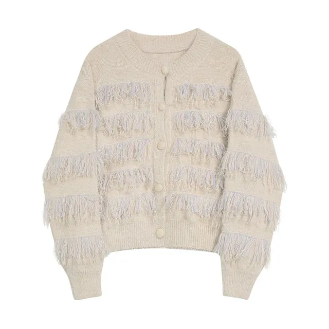 Pre Order:  Tassels Ribbed Edges Cardigan