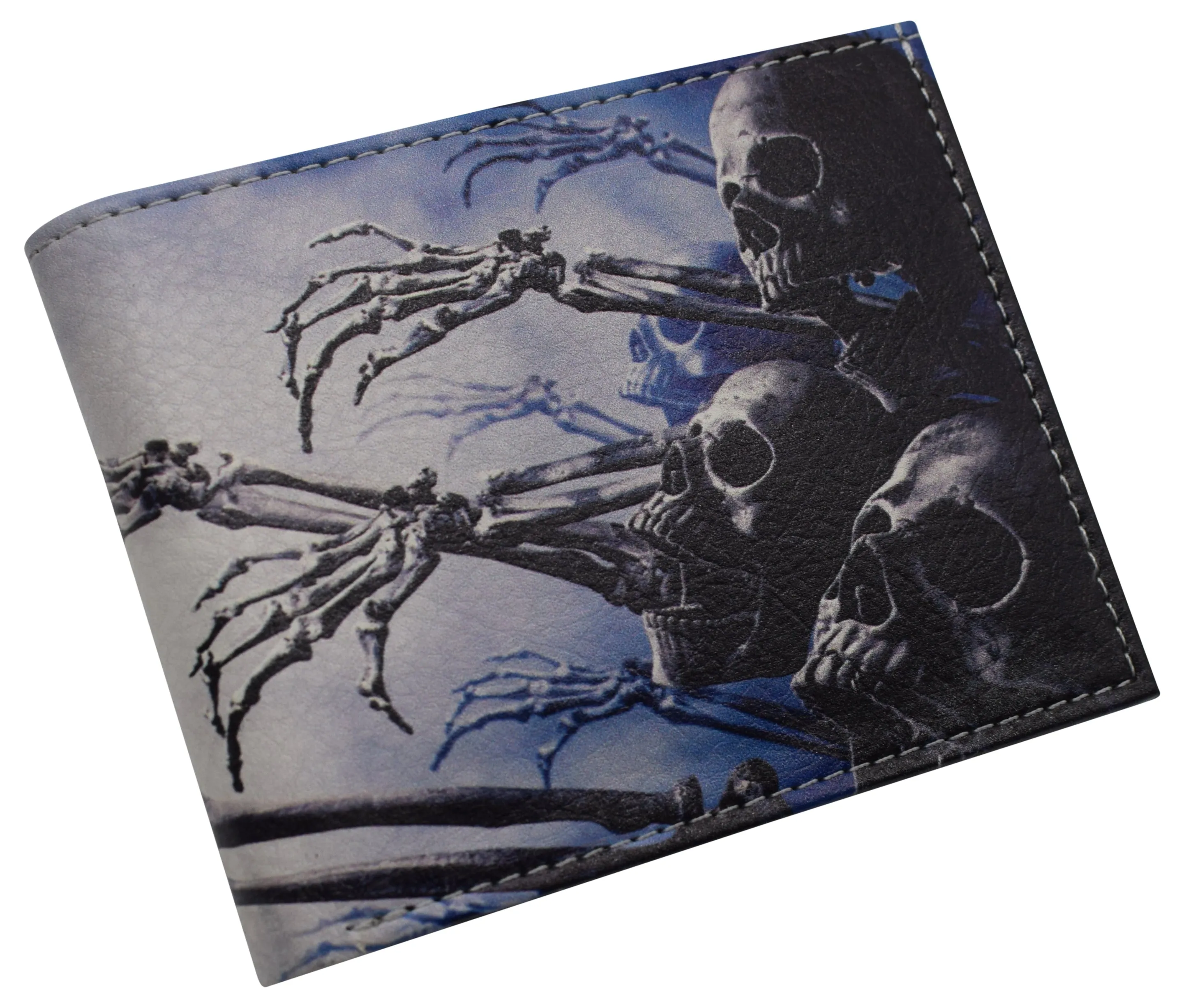 RFID Blocking Genuine Leather Printed Theme Bifold Wallets with Gift box for men