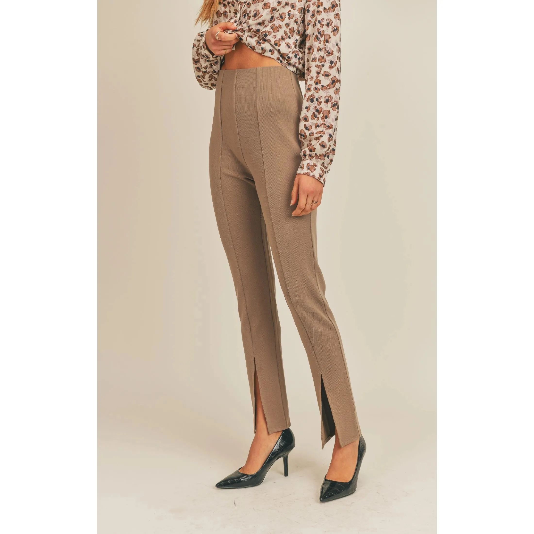 Roundabout Front Slit Flare Pant