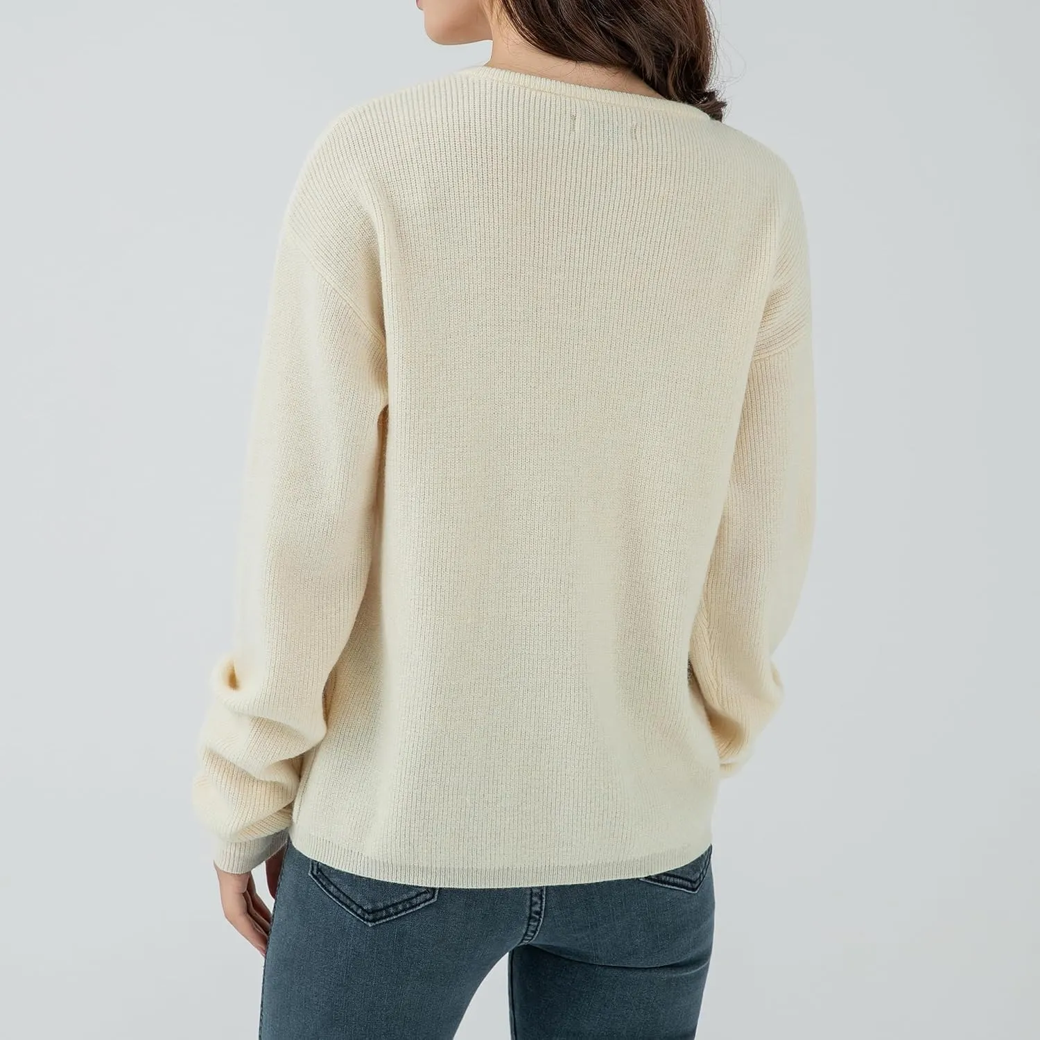 Simple&Opulence Womens Cardigan Button Down Crew Neck Sweater Open Front Long Sleeve Lightweight Knitted Sweaters