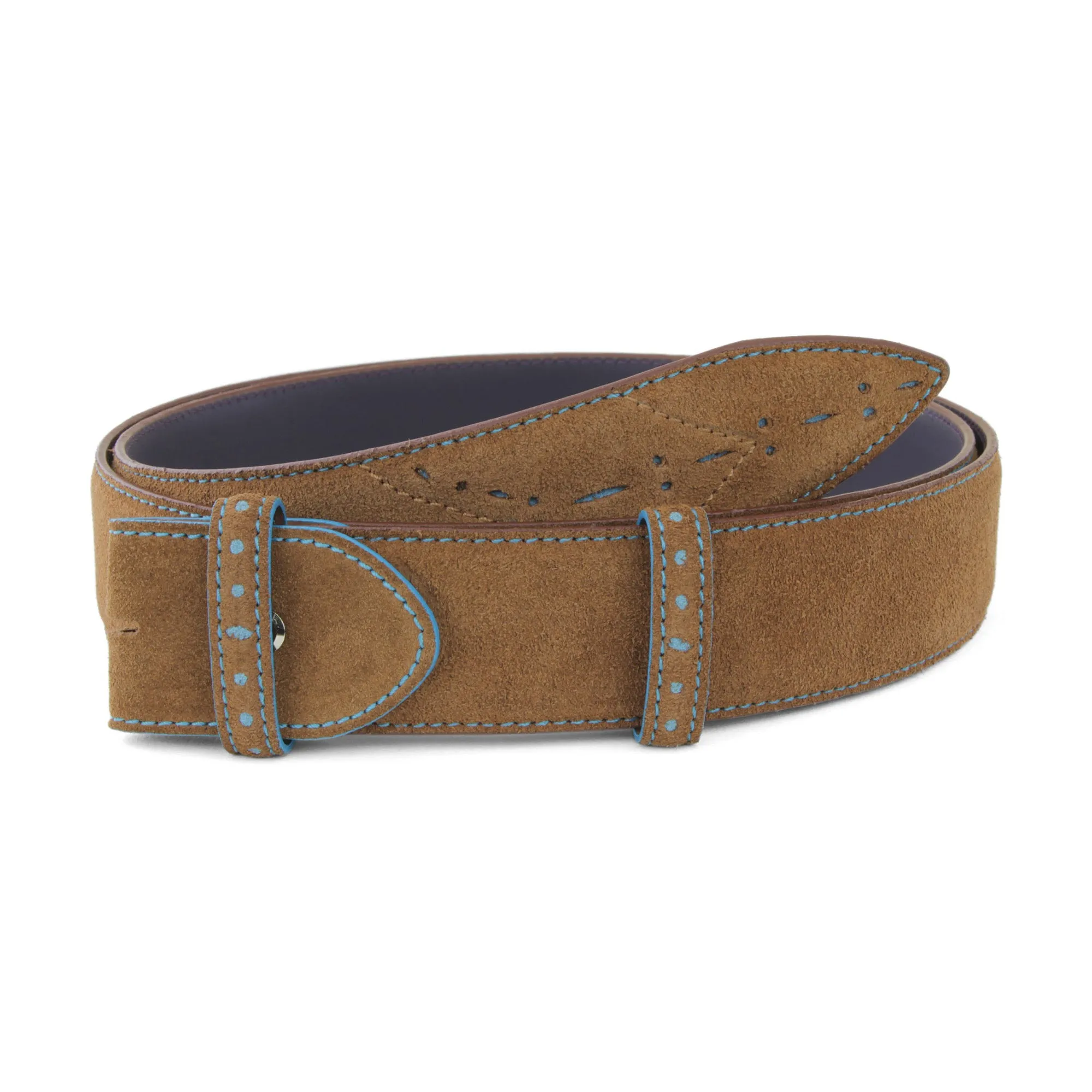 Sinatra Suede Perforated Contrast Belt Strap