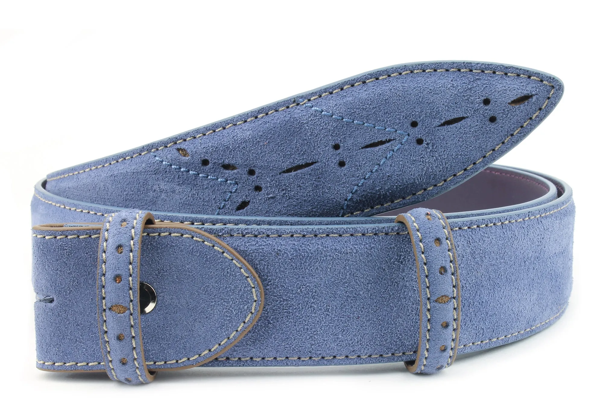Sinatra Suede Perforated Contrast Belt Strap