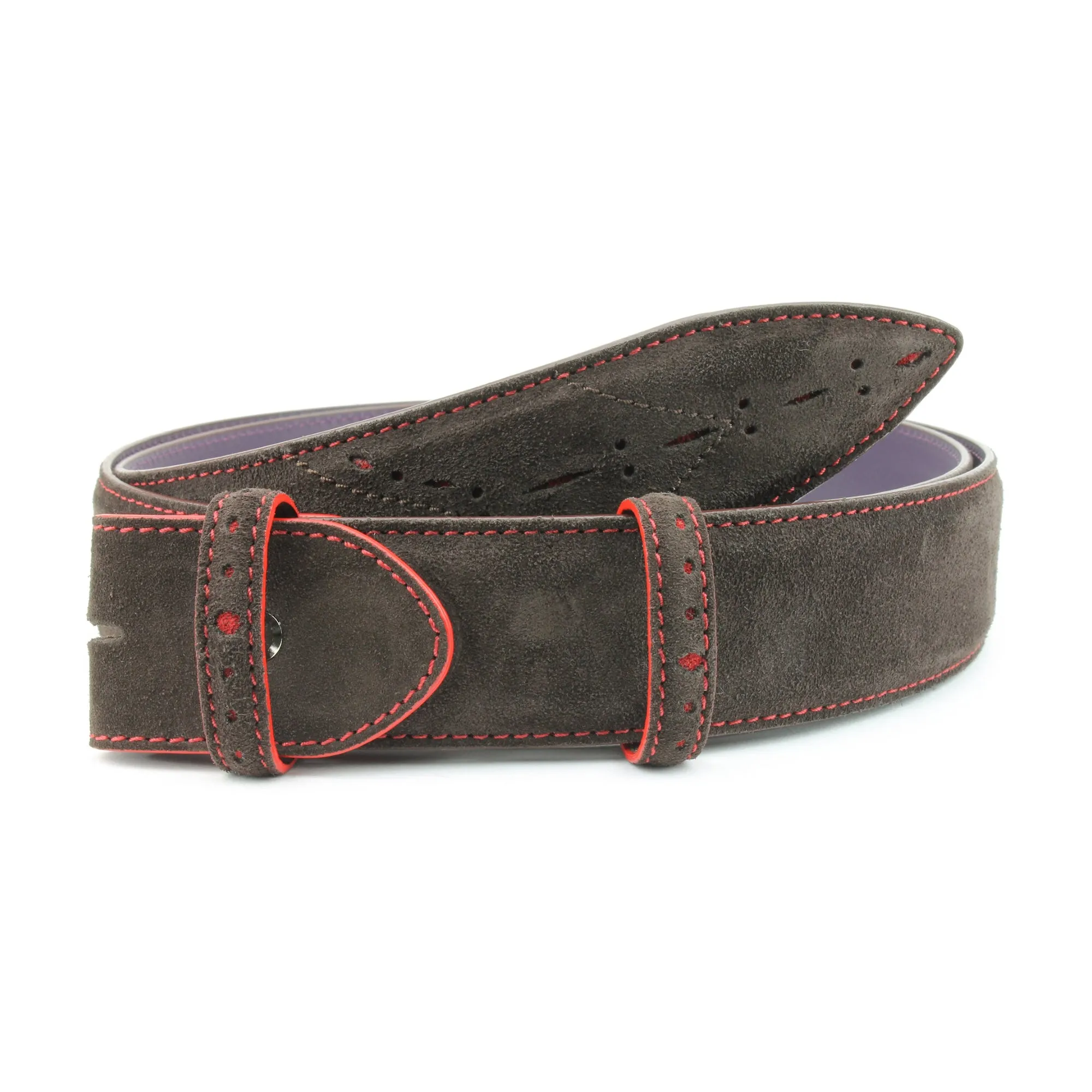 Sinatra Suede Perforated Contrast Belt Strap
