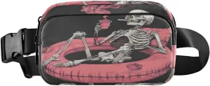 Small Travel Fanny Pack with Adjustable Strap Unisex Relaxing Skeleton Waist Pack for Running, Hiking