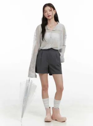 Solid Pintuck Short Slacks OL416