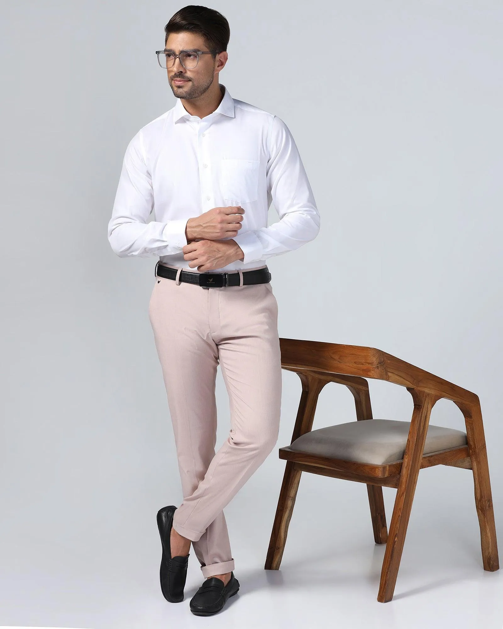 Super Slim Phoenix Formal Dusty Pink Solid Trouser - Hurricane