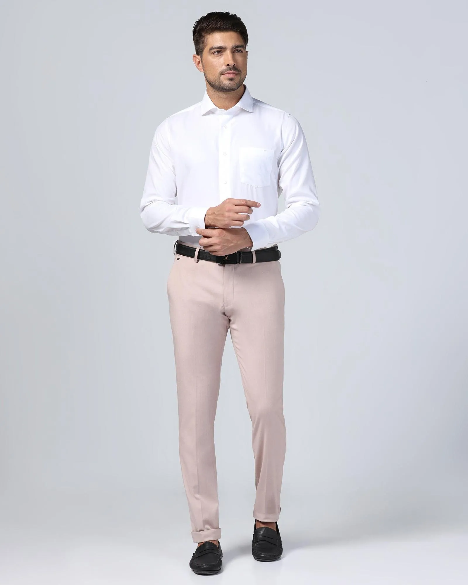 Super Slim Phoenix Formal Dusty Pink Solid Trouser - Hurricane