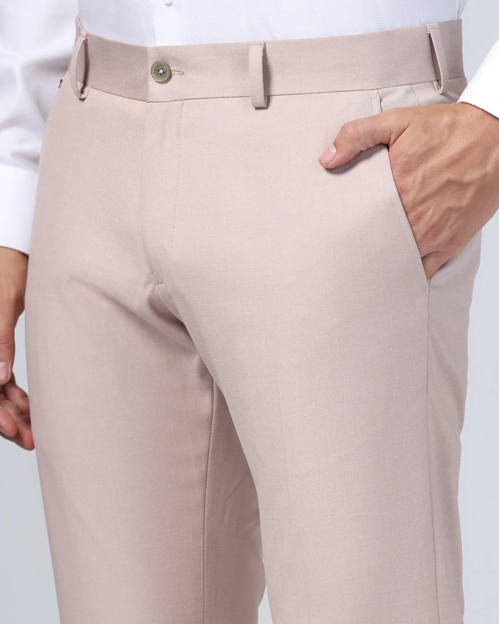 Super Slim Phoenix Formal Dusty Pink Solid Trouser - Hurricane