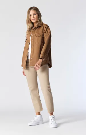 TAMARA OVERSIZED DENIM SHIRT IN TANNIN DENIM