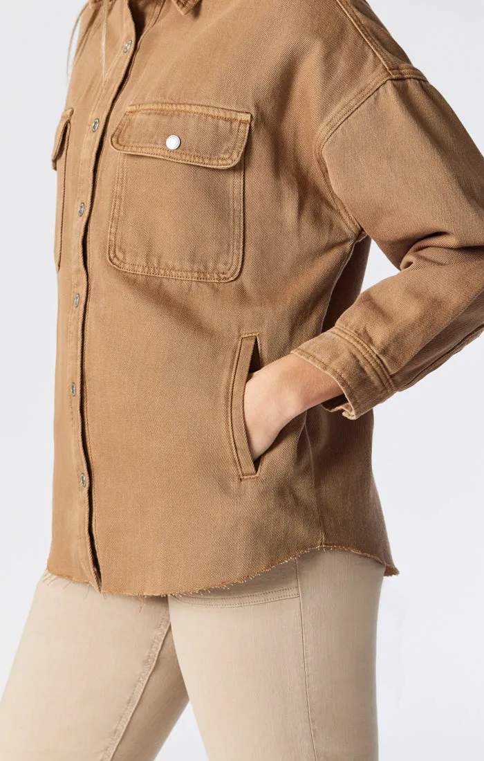 TAMARA OVERSIZED DENIM SHIRT IN TANNIN DENIM