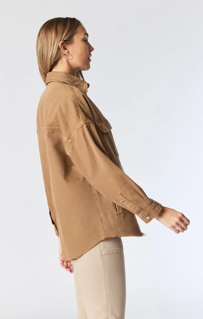 TAMARA OVERSIZED DENIM SHIRT IN TANNIN DENIM