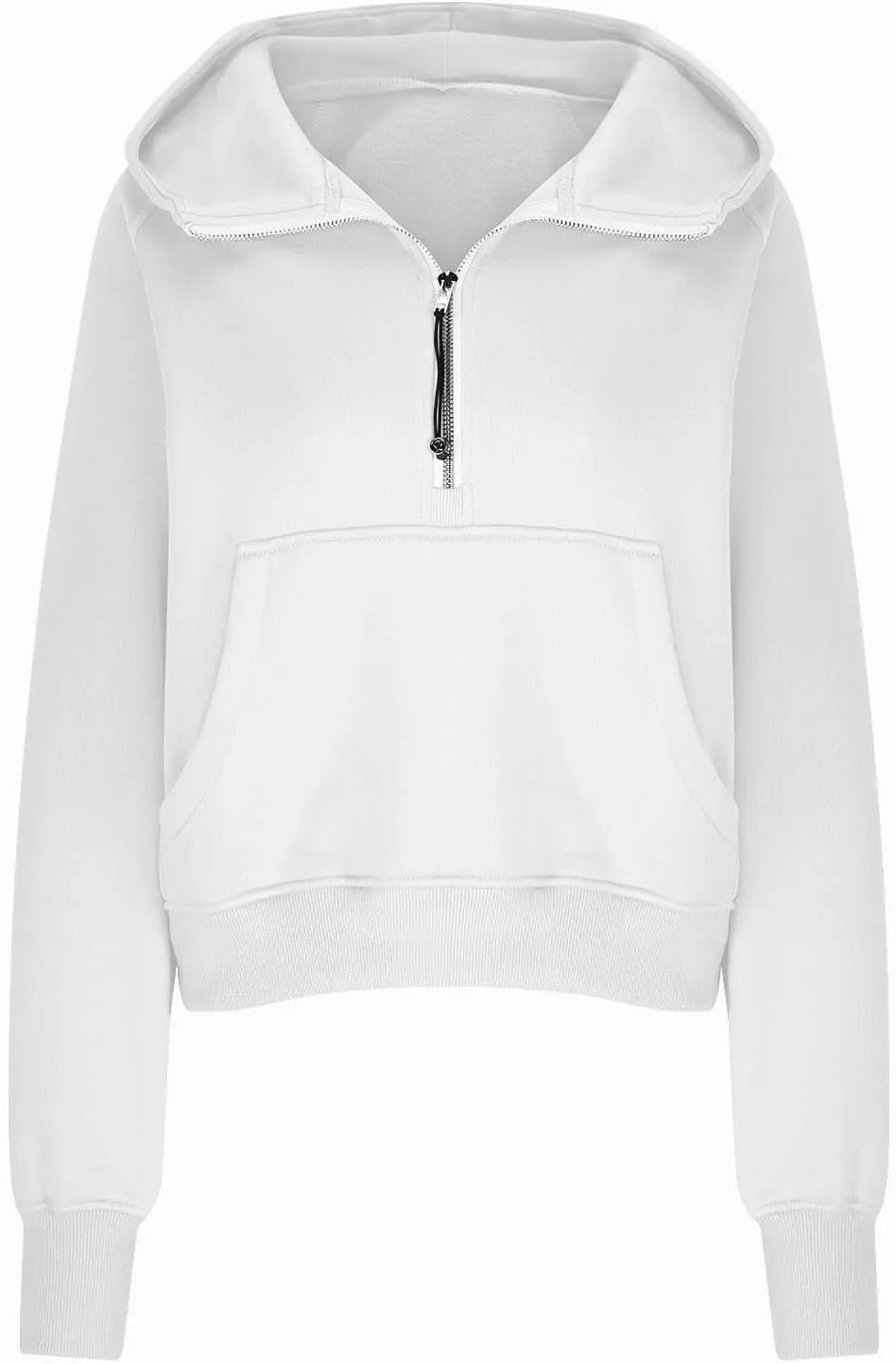 TANGNADE Hooded Sweatshirts Women Half Zip Cropped Fleece Pullover Quarter Zipper Thumb Hole Hoodies with Pockets