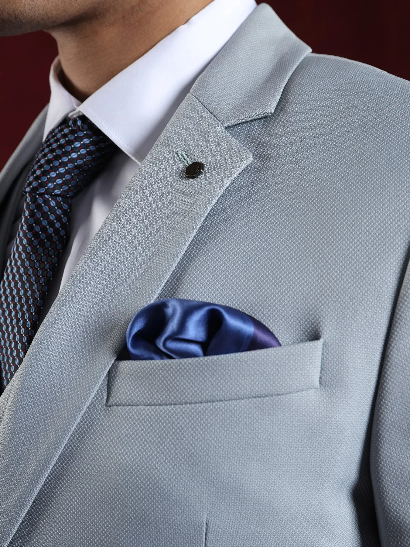 Terry Rayon Grey Dobby 3 Pieces Full Sleeve Ceremonial Suit