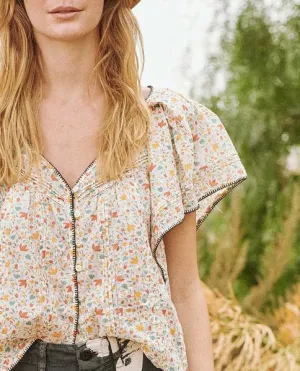 The Whip Stitched Flounce Top, Pastel Floral