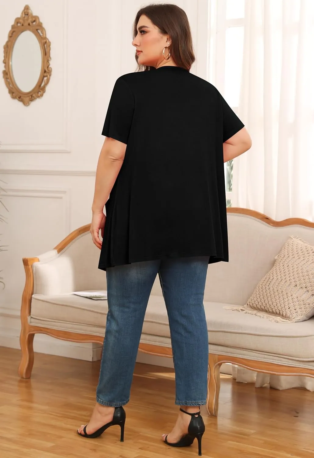 TIANZHU Plus Size Cardigan for Women Lightweight Short Sleeve Summer Dressy Light Cardigan