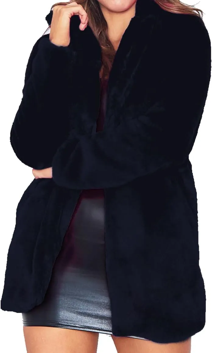 TOPONSKY Womens Winter Warm Lapel Faux Fur With Inner Lining & Buttons Coats