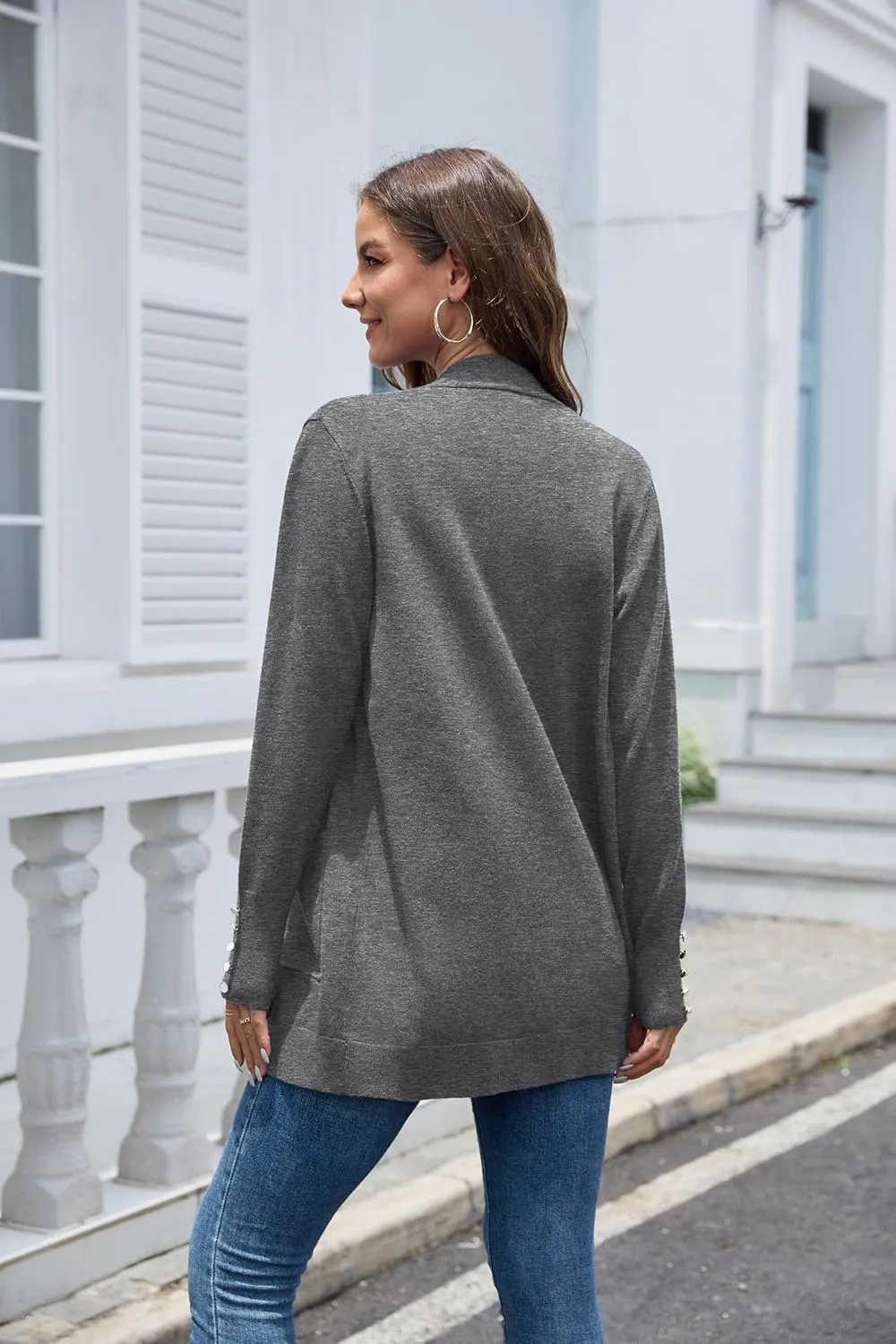 VIISHOW Women Cardigan Sweater Lightweight Open Front Long Sleeve Soft Fine Knit Casual Trendy Kimono Cardigans with Pockets