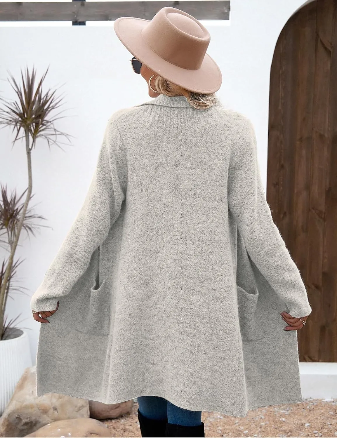 VIMPUNEC Fall Long Cardigan Sweaters for Women Trendy Open Front Coats Knit Winter Jackets Coatigan