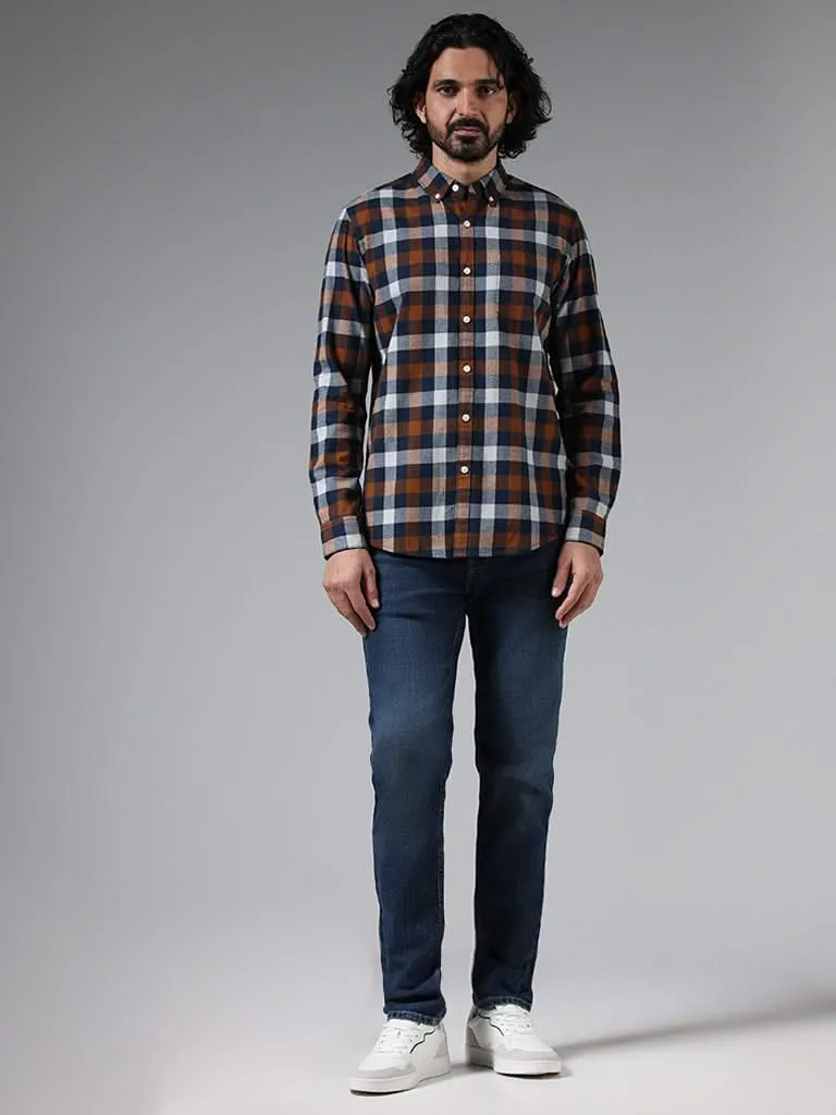 WES Casuals Multicolor Checked Cotton Slim-Fit Shirt