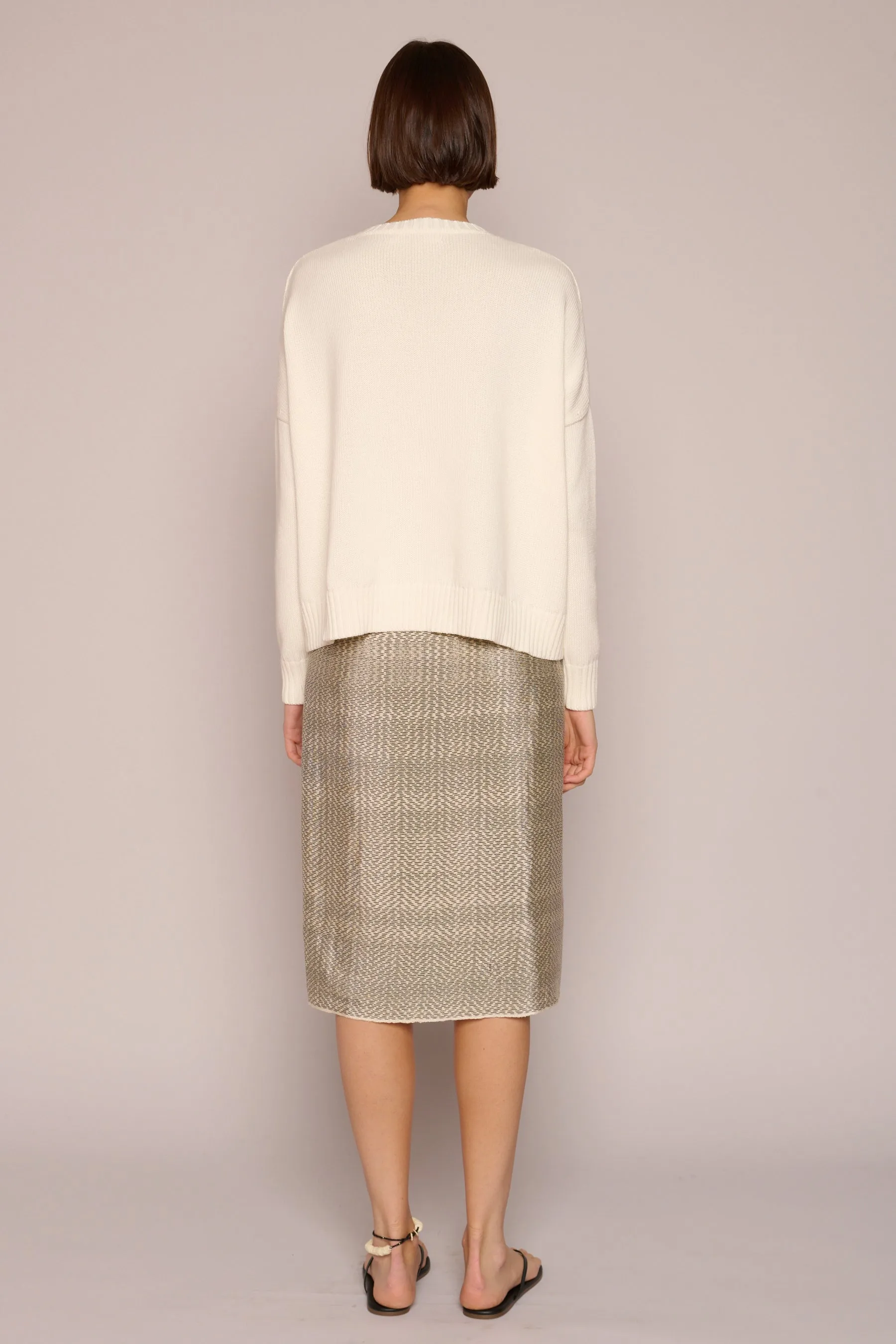 Wide Cotton Pullover in Creme