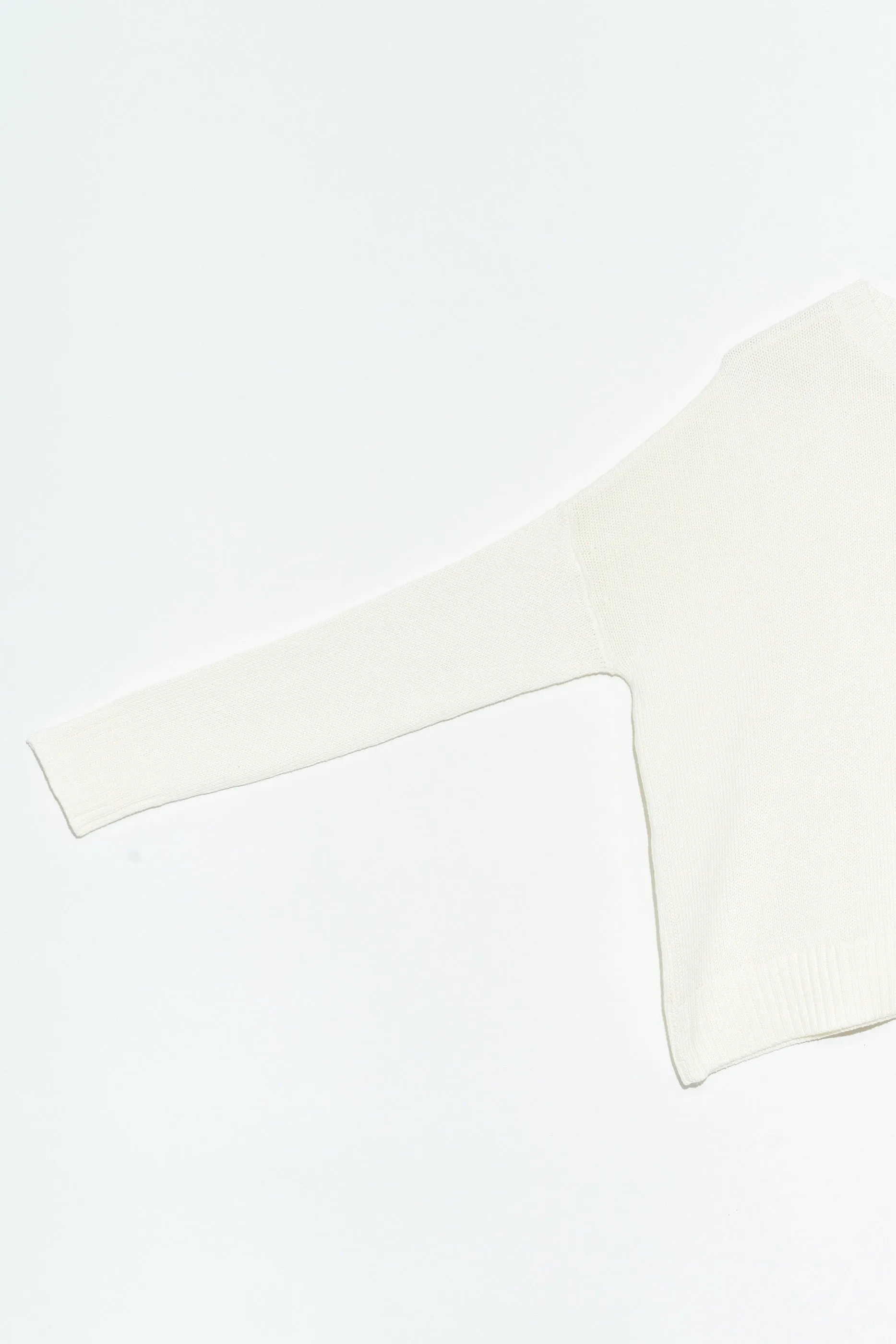 Wide Cotton Pullover in Creme
