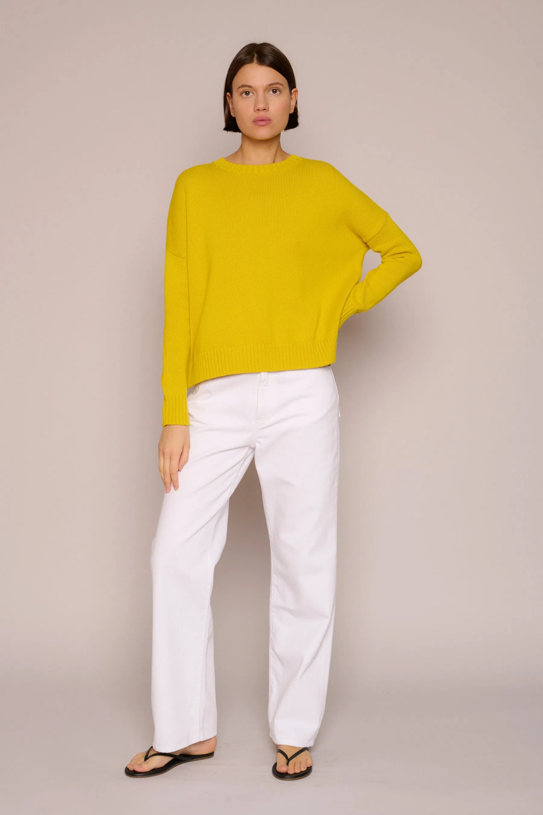 Wide Cotton Pullover in Daffodil