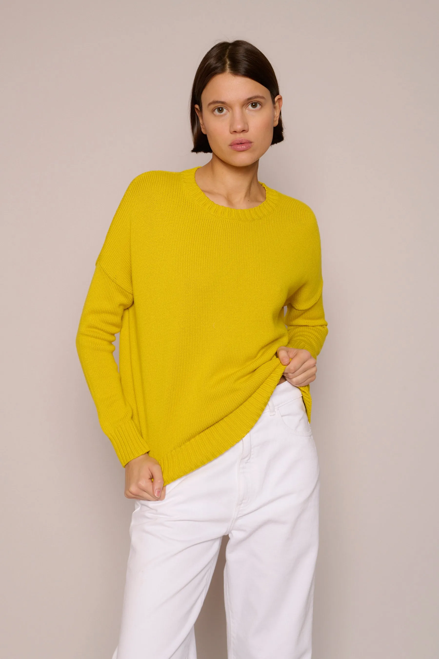 Wide Cotton Pullover in Daffodil