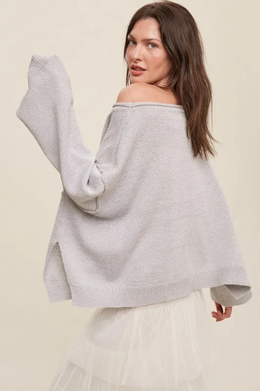 Wide Neck Oversized Knit Sweater