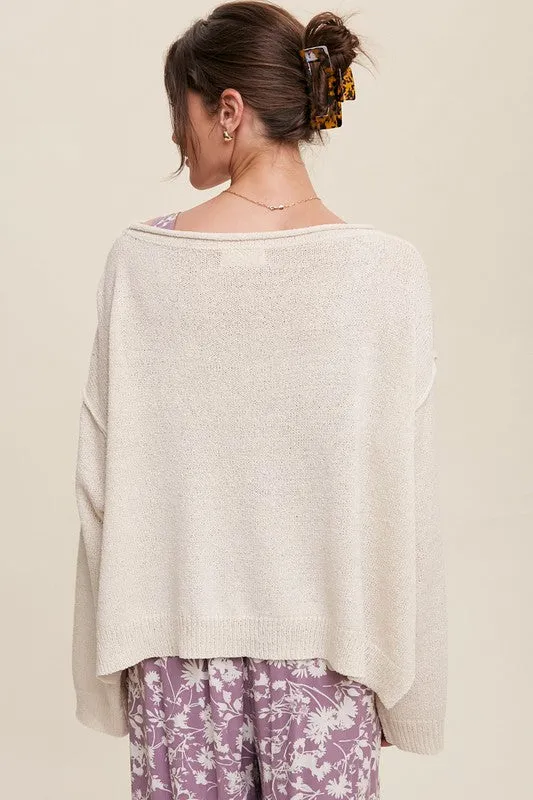 Wide Neck Oversized Knit Sweater