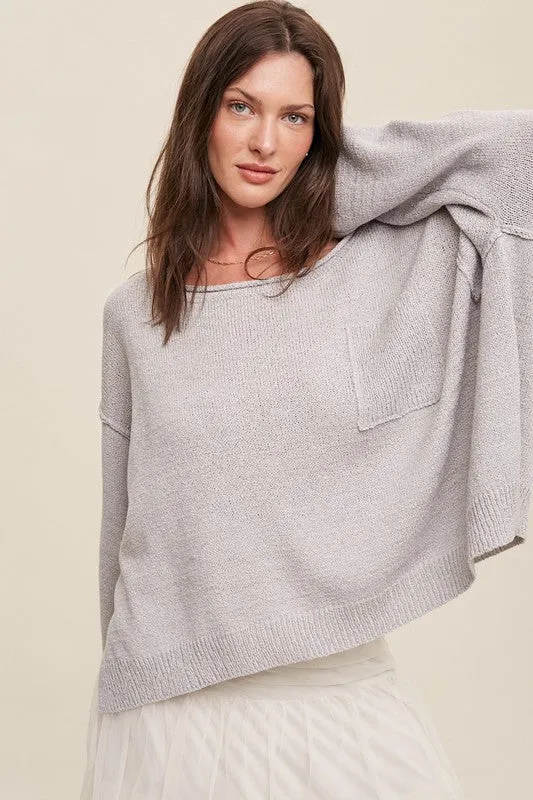 Wide Neck Oversized Knit Sweater