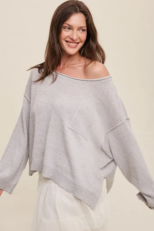 Wide Neck Oversized Knit Sweater