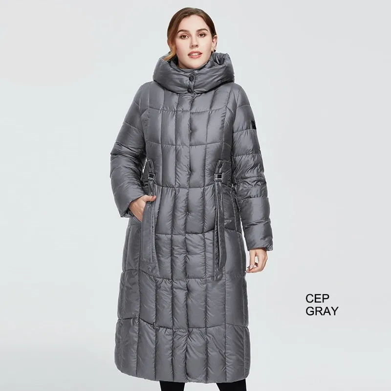 Winter Women's coat women long warm parka Plaid fashion thick Jacket hooded large sizes female Jacket