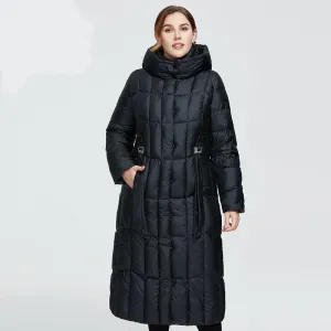 Winter Women's coat women long warm parka Plaid fashion thick Jacket hooded large sizes female Jacket