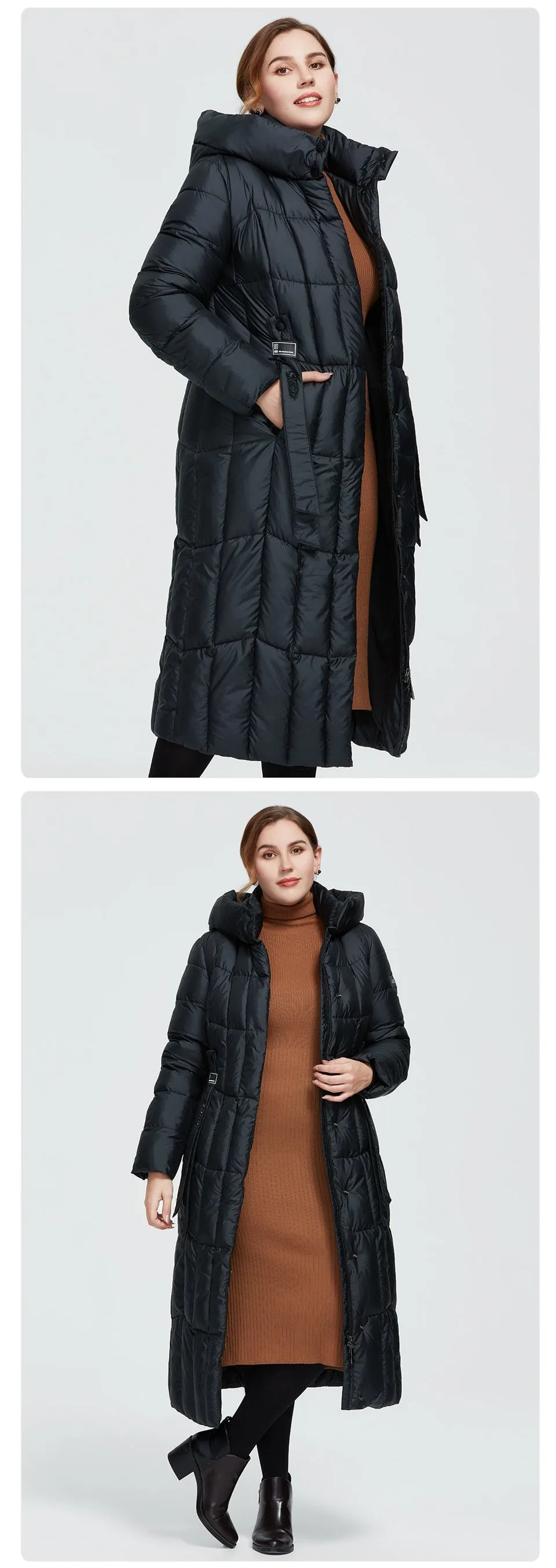 Winter Women's coat women long warm parka Plaid fashion thick Jacket hooded large sizes female Jacket