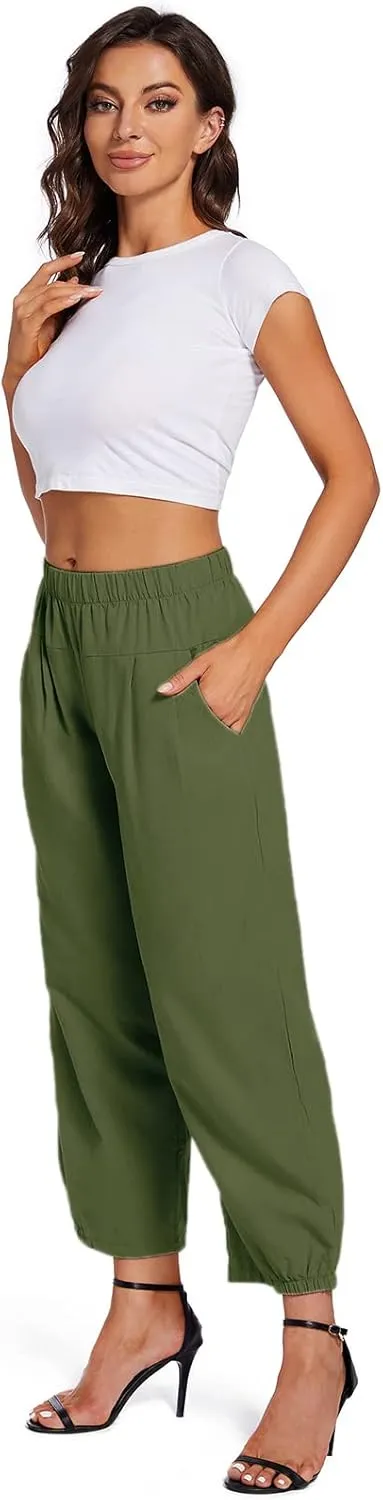 Womens Capri Yoga Pants Wide Leg Loose Comfy Lounge Cropped Capris with Pockets