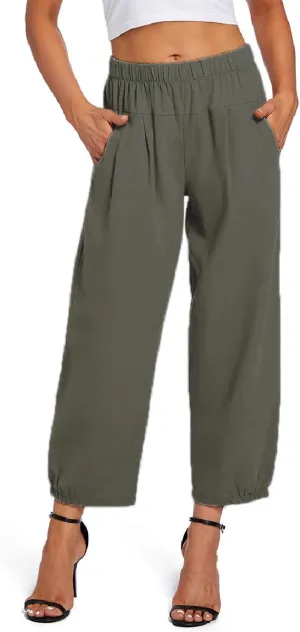 Womens Capri Yoga Pants Wide Leg Loose Comfy Lounge Cropped Capris with Pockets